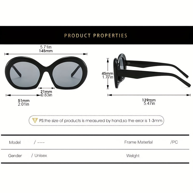Y2K Oversized Tinted Lens Sunglasses For Women Men Round Inflated Frame Glasses
