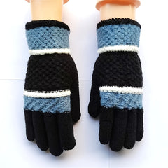 Vintage Warm Wool Gloves Winter Women Print Knitted 1pair
