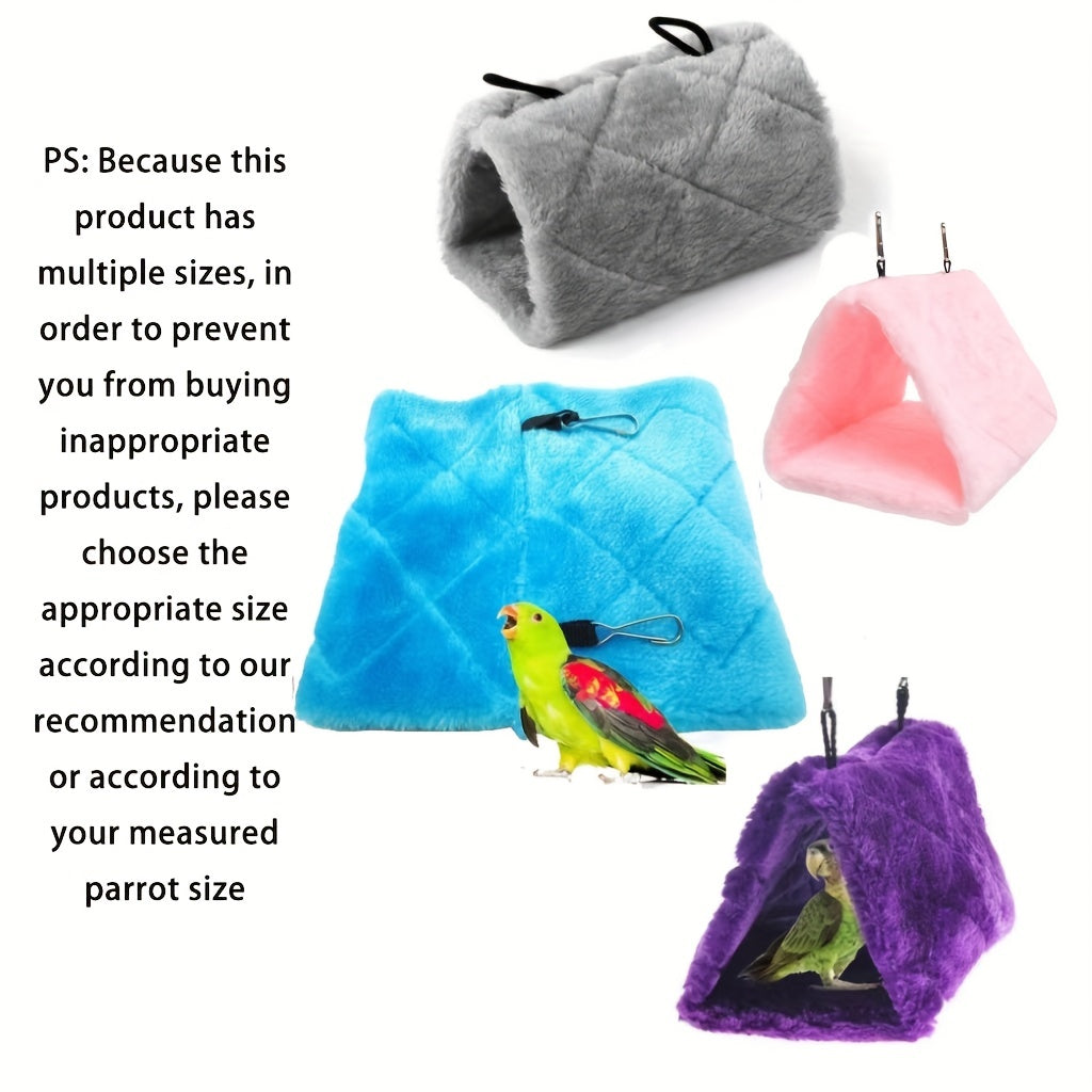 Plush Bird Hammock Cozy Hanging Hut for Parakeets Cockatiels Lovebirds Budgies