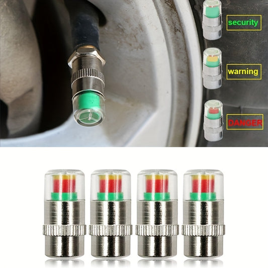 4pcs Tire Pressure Gauge Valve Cap Sensor Indicator