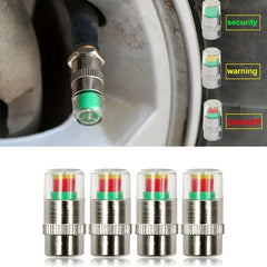 4pcs Tire Pressure Gauge Valve Cap Sensor Indicator