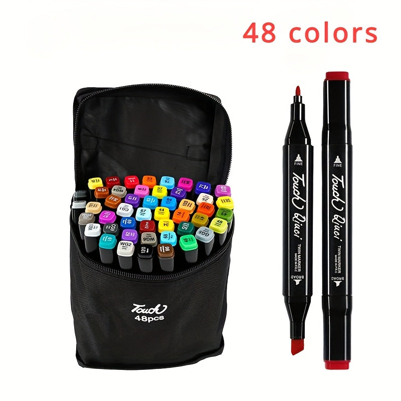 Double Headed Marker Pens Set - Quick Drying - 24/Pack