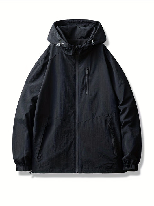 Men's Lightweight Hooded Windbreaker Jacket Zip Up Coat