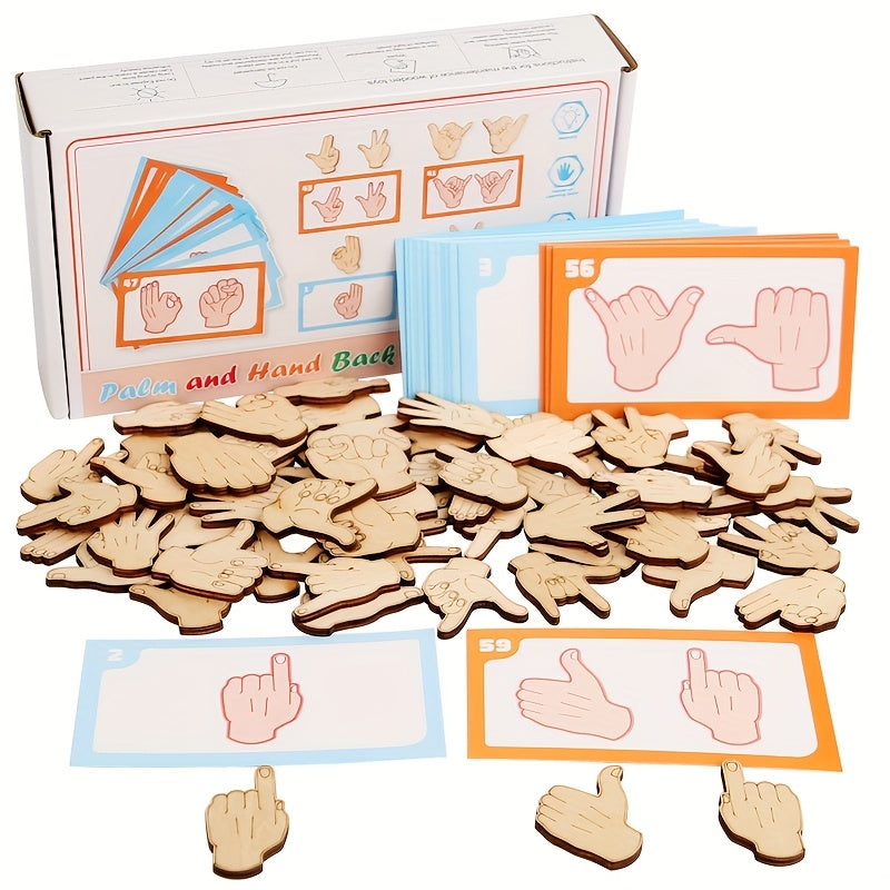 Wooden Gesture Matching Game Toy Hand Brain Coordination Logical Thinking