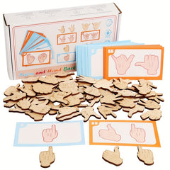 Wooden Gesture Matching Game Toy Hand Brain Coordination Logical Thinking