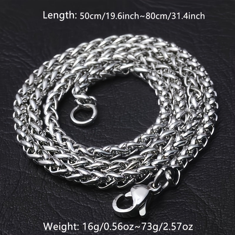 Men's Stainless Steel Cut Rope Chain Necklace Dragon Bone Necklace