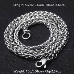 Men's Stainless Steel Cut Rope Chain Necklace Dragon Bone Necklace