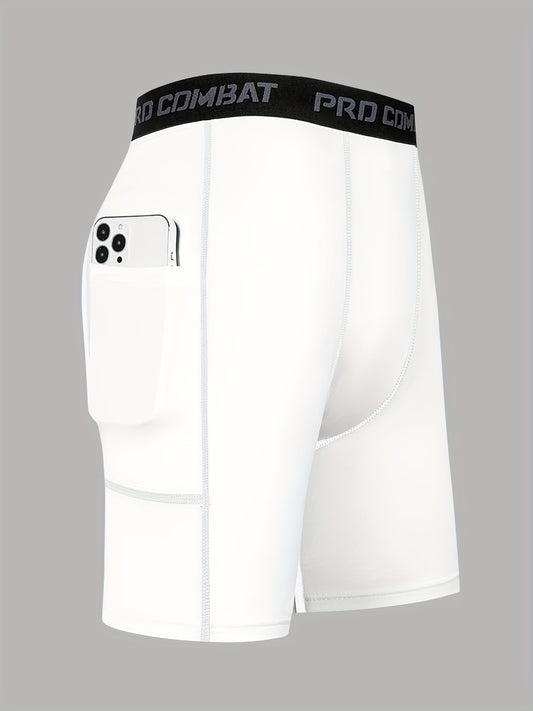 Men's Compression Shorts With Pocket Moisture Wicking Base Layer