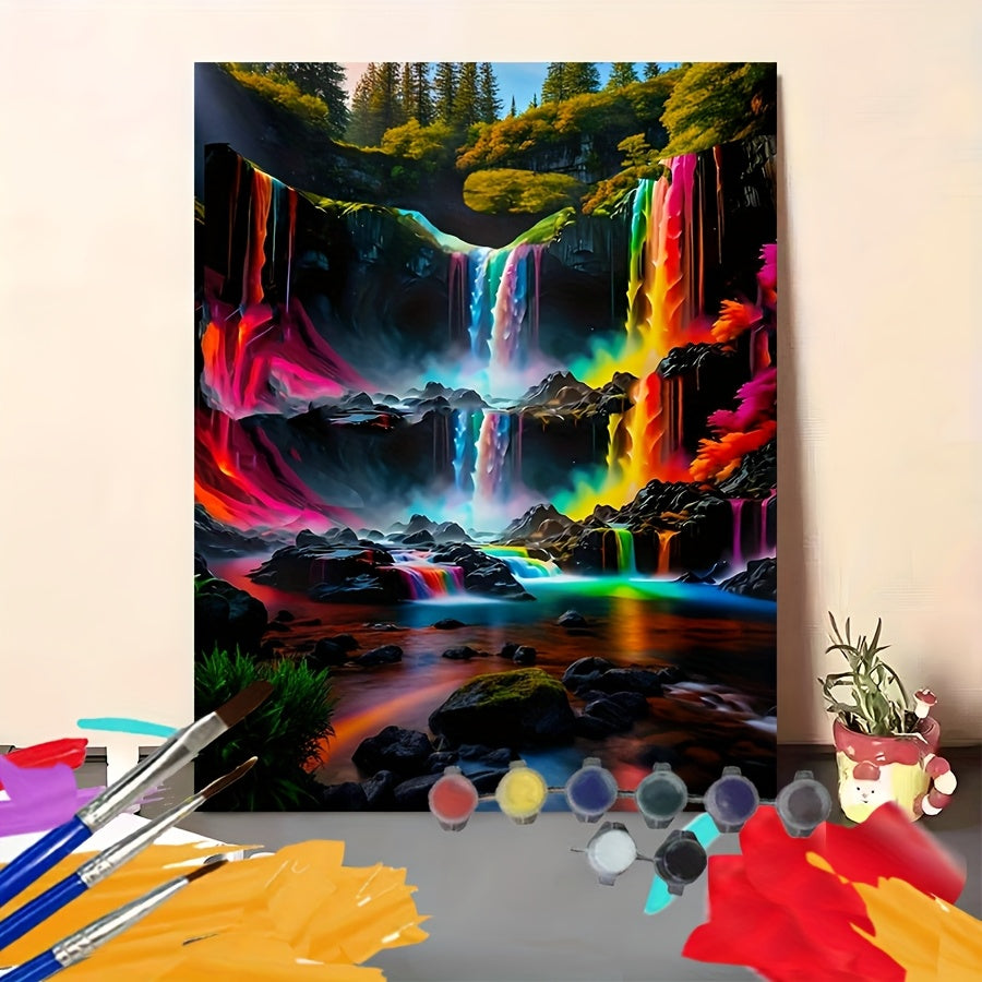 DIY Paint by Numbers Kit - Colorful Waterfall - Beginners
