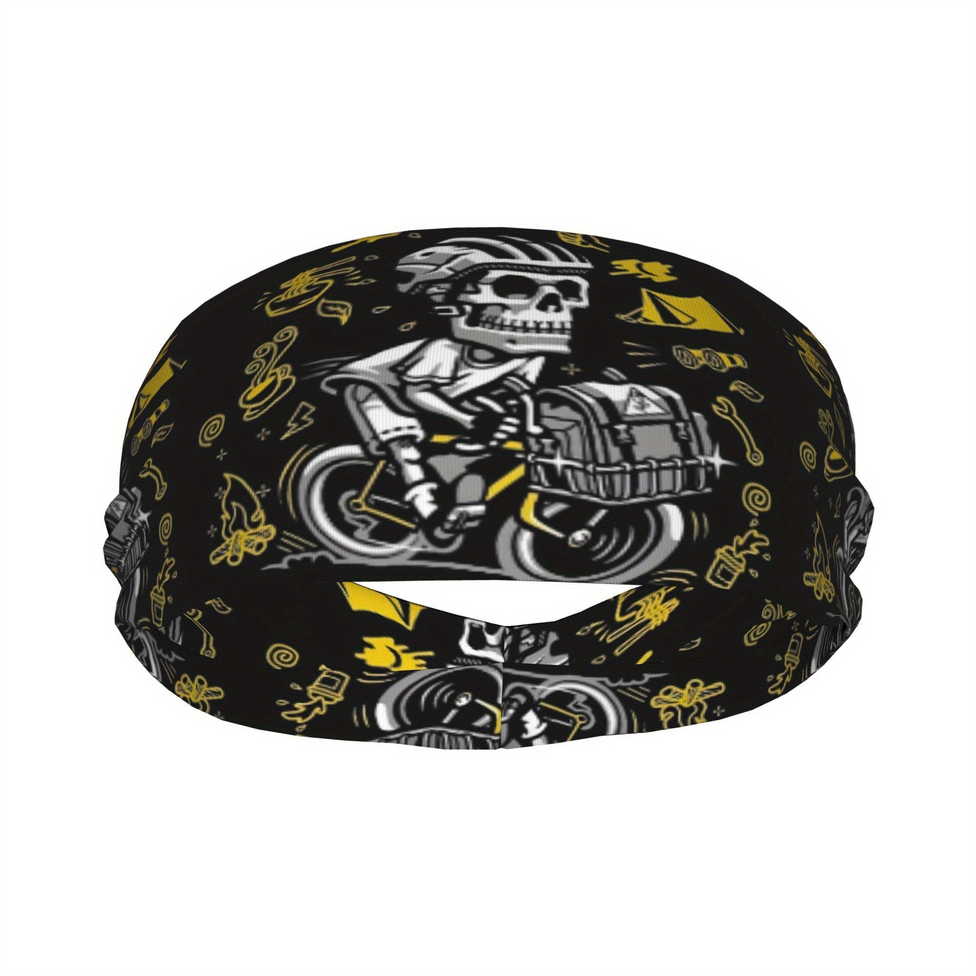 Skull Motorcycle Headband Unisex Sweat Wicking Stretchy Breathable Polyester