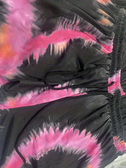  Tie Dye Drawstring Lantern Pants With Pockets