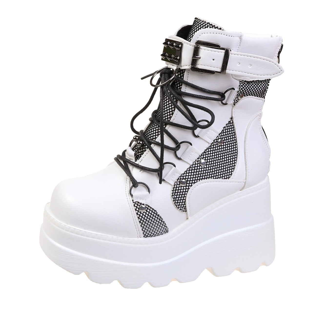 Punk Style Studded Lace Up Ankle Boots