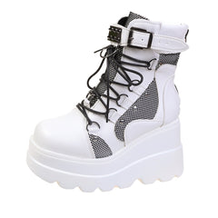 Punk Style Studded Lace Up Ankle Boots