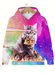 Rainbow Graphic Kitty Pattern Hooded Sweatshirt Kids