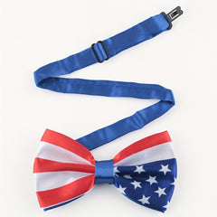 Men's American Flag Patriotic Pre-tied Bowtie Stars Stripes Satin Polyester