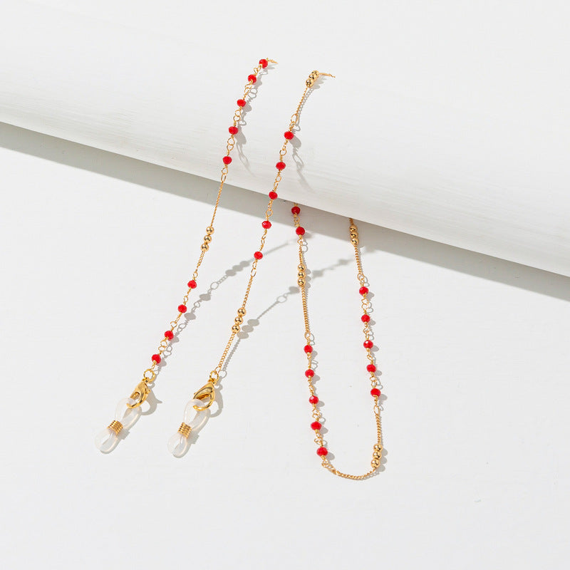 Colorful Crystal Glasses Chain Beaded Mask Chain Alloy Glasses Holder