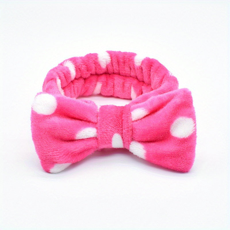 Polka Dot Bow Headband for Face Washing Skincare Spa