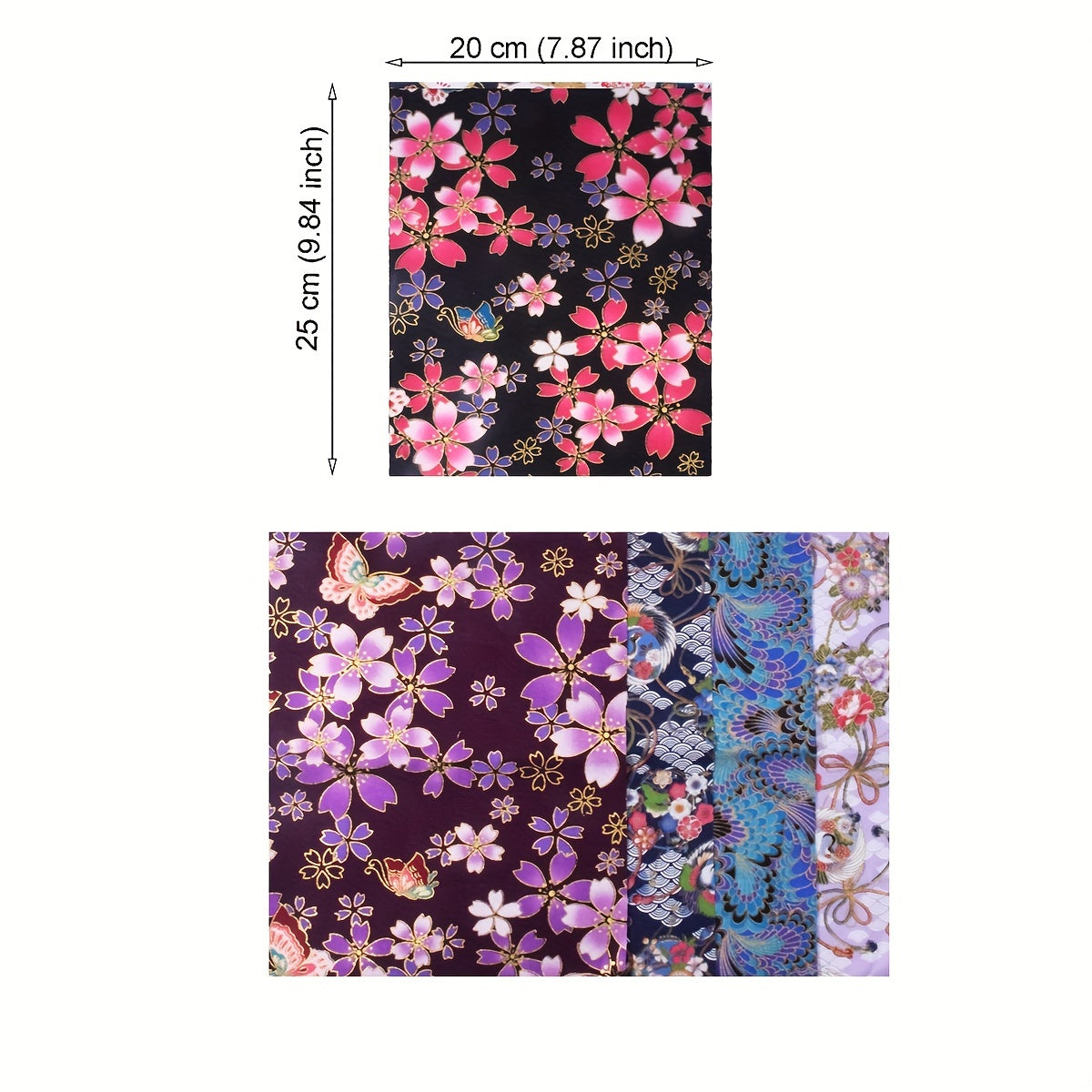 5pcs Japanese Cotton Fabric Bundle for Patchwork Sewing Dolls & Bags 20x25cm
