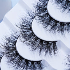 7 Pairs 5D Curly False Eyelashes Cross 12mm Cat Eye Look Thick Lashes