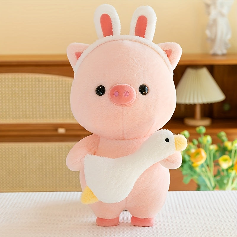 72in Plush Doll Funny Pig Holding Goose Stuffed Animal Children's Gift