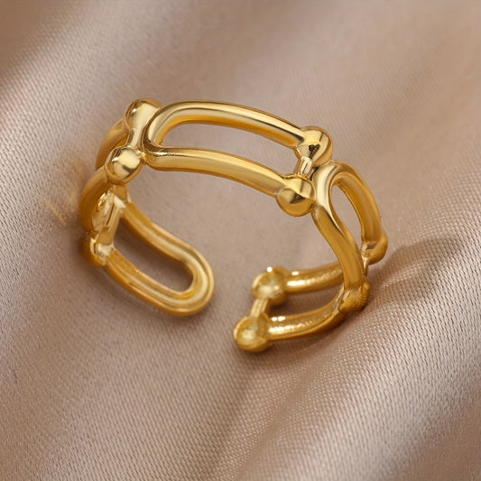 Normcore U To U Golden Cuff Ring 18k Plated Stainless Steel