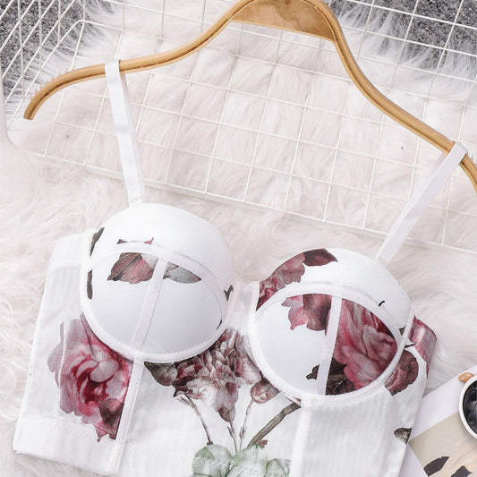 Floral Print Cami Corset Bustier Push Up Tummy Control Slimmer Body Shaper