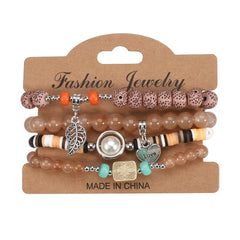 Colorful Beaded Bracelet Set Boho Style Hand Jewelry for Women