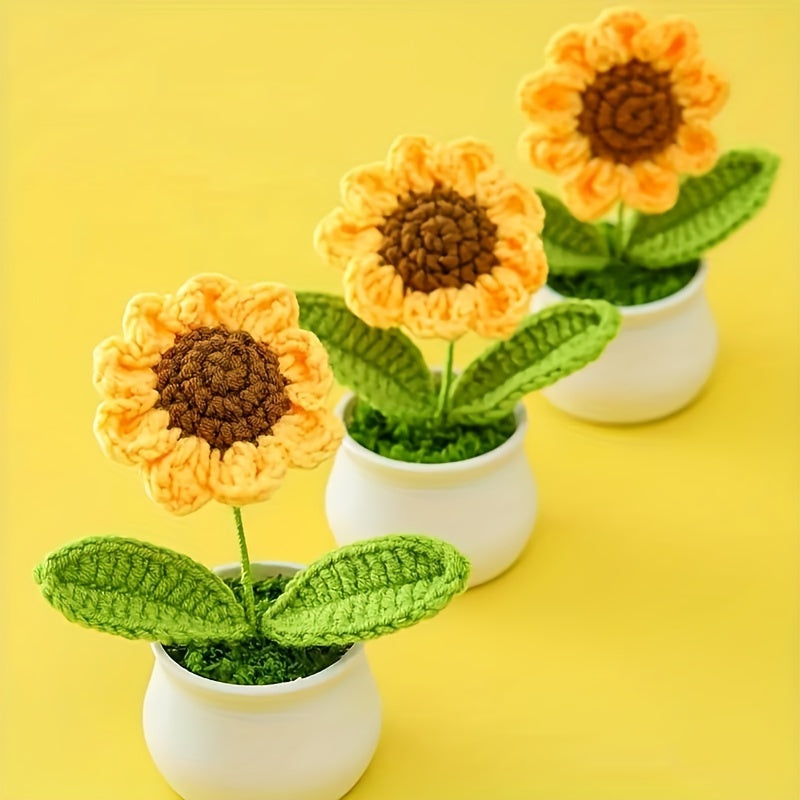 Knitted Fleece Sunflower Potted Plant Decoration