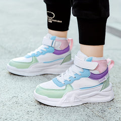 Girls High Top Sneakers Hook Loop Fastener Anti Slip Skateboard Shoes