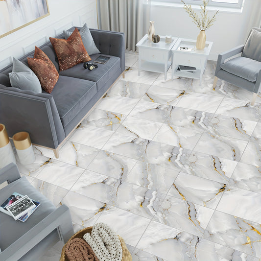 Grey Marble Pattern Floor Sticker Peel Stick Tile Waterproof Bathroom Kitchen
