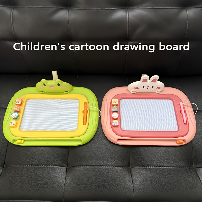 Kids' Cartoon Drawing Board with Stamps & Pen Pink Green