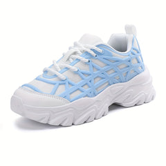 Women's Mesh Chunky Sneakers Lace Up Low Top Sport Shoes