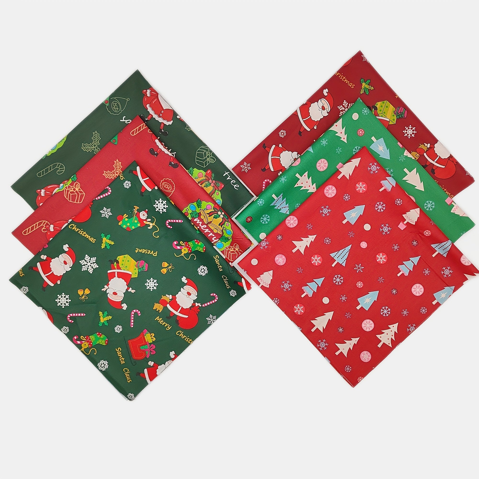 6pcs Christmas Series Twill Cloth Set for DIY Sewing Scrapbooking Quilting Craft