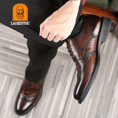 LAORENTOU Men's Brogue Leather Dress Shoes Lightweight Formal Shoes