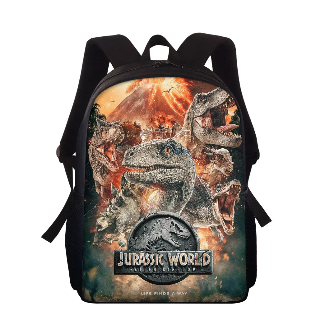 16in Kids School Bags For Boys Girls T-Rex Dinosaur Print Backpack