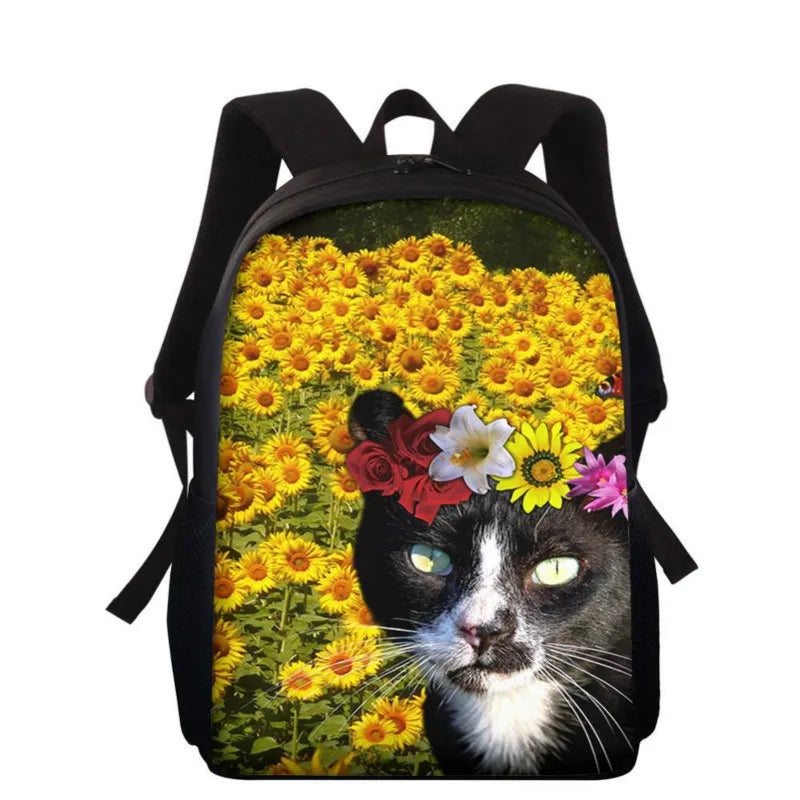 16inch School Bags for Girls Cat 3D Printing Children Bagpack