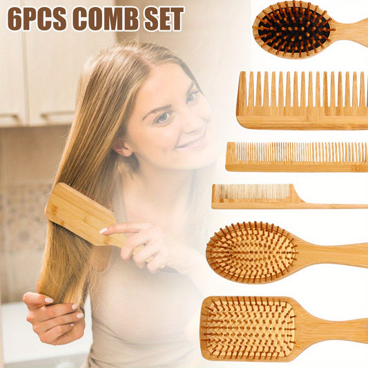 6pcs Hair Brush Set Anti Static Hair Brush And Comb Set Scalp Massage Brush