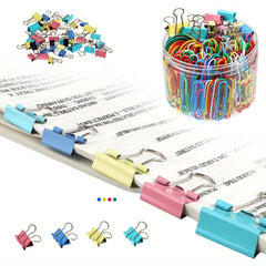 250pcs Assorted Sizes Office Stationery Clips Set