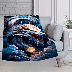 Dragon Moon Flannel Blanket - Cozy Warm Soft Blanket For Travelling