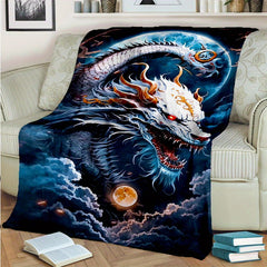 Dragon Moon Flannel Blanket - Cozy Warm Soft Blanket For Travelling