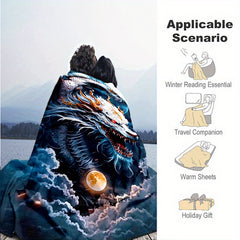 Dragon Moon Flannel Blanket - Cozy Warm Soft Blanket For Travelling