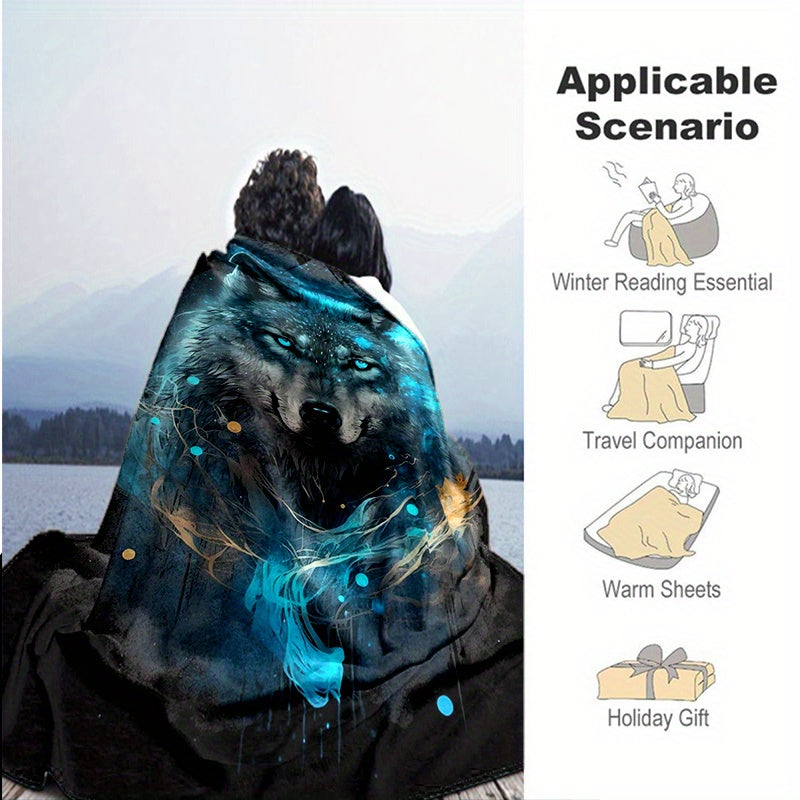 Wolf Flannel Blanket Cozy Warm Soft Throw Blanket