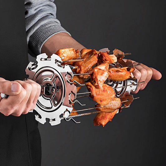Heat Resistant BBQ Roaster With Stainless Steel Meat Skewer