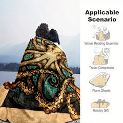 Octopus Flannel Blanket All Season Cozy Warm Soft Blanket