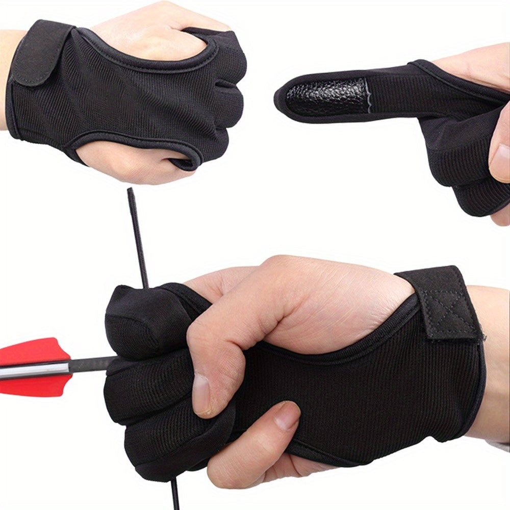 1pc Archery Three finger Gloves Hand Guard Protector Glove