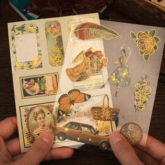 Scrapbooking Materials 30 Sheets Book Floral Background Foil Stickers