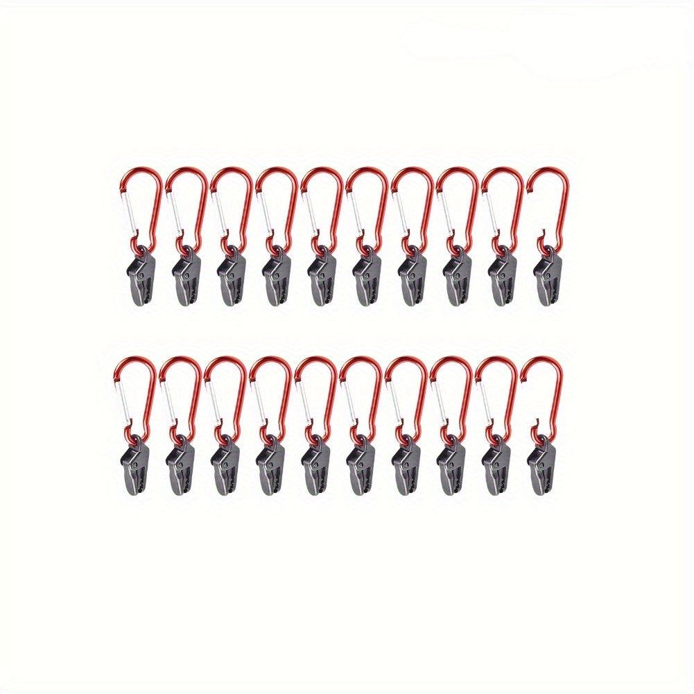 15pcs Windproof Tent Awning Clamps With Carabiner Hook for Outdoor Camping