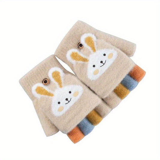 Winter Half Finger Gloves Warm Soft Knit Fingerless Mittens