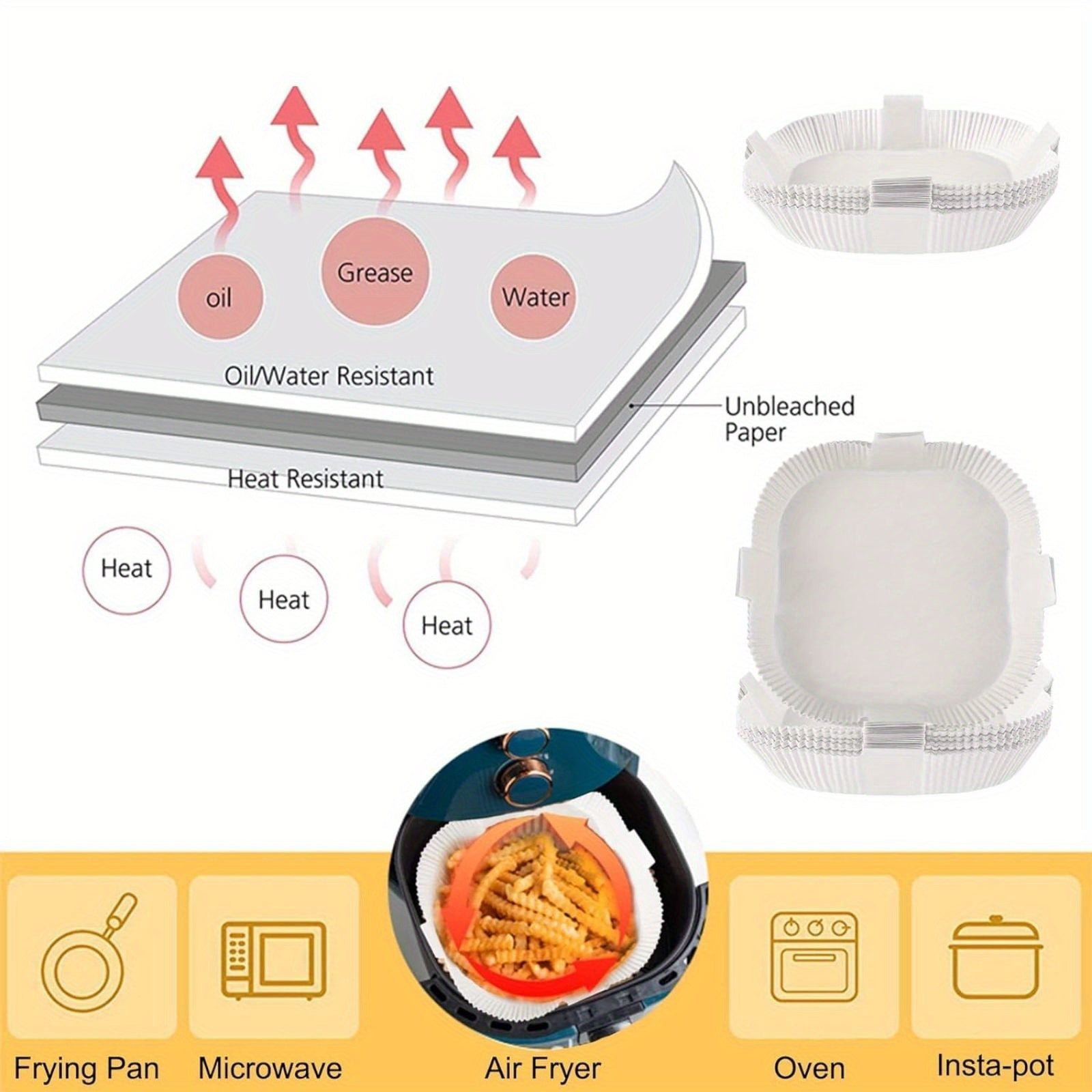50pcs Baking Tray Disposable Air Fryer Special Paper High-Temperature Resistant