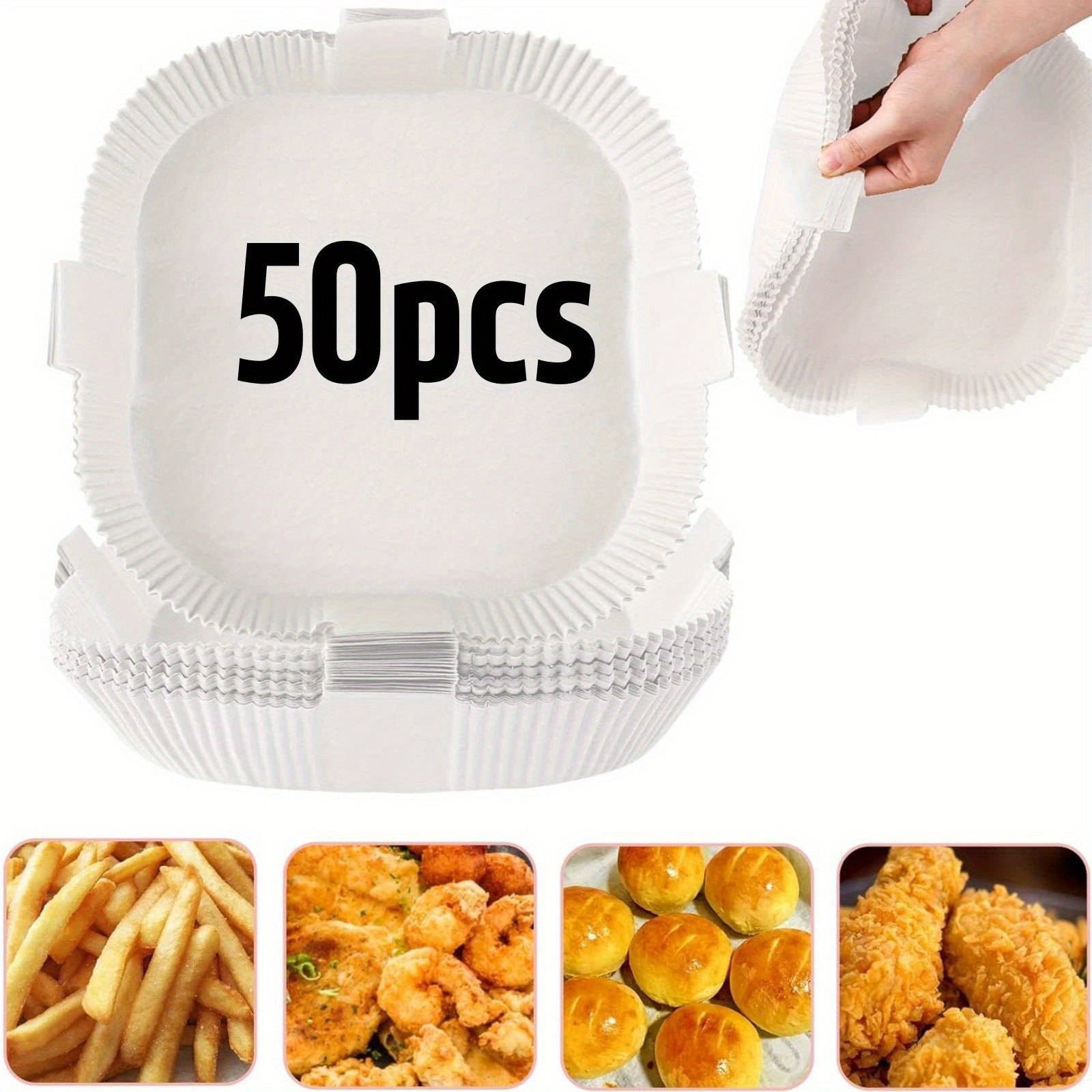 50pcs Baking Tray Disposable Air Fryer Special Paper High-Temperature Resistant